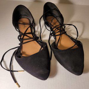Lace-up Black Ballet Flats
